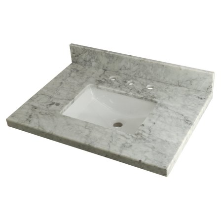 KINGSTON BRASS 30" X 22" Marble Vanity Top W/ Square Undermount Sink, Marble KVPB3022M38SQ
